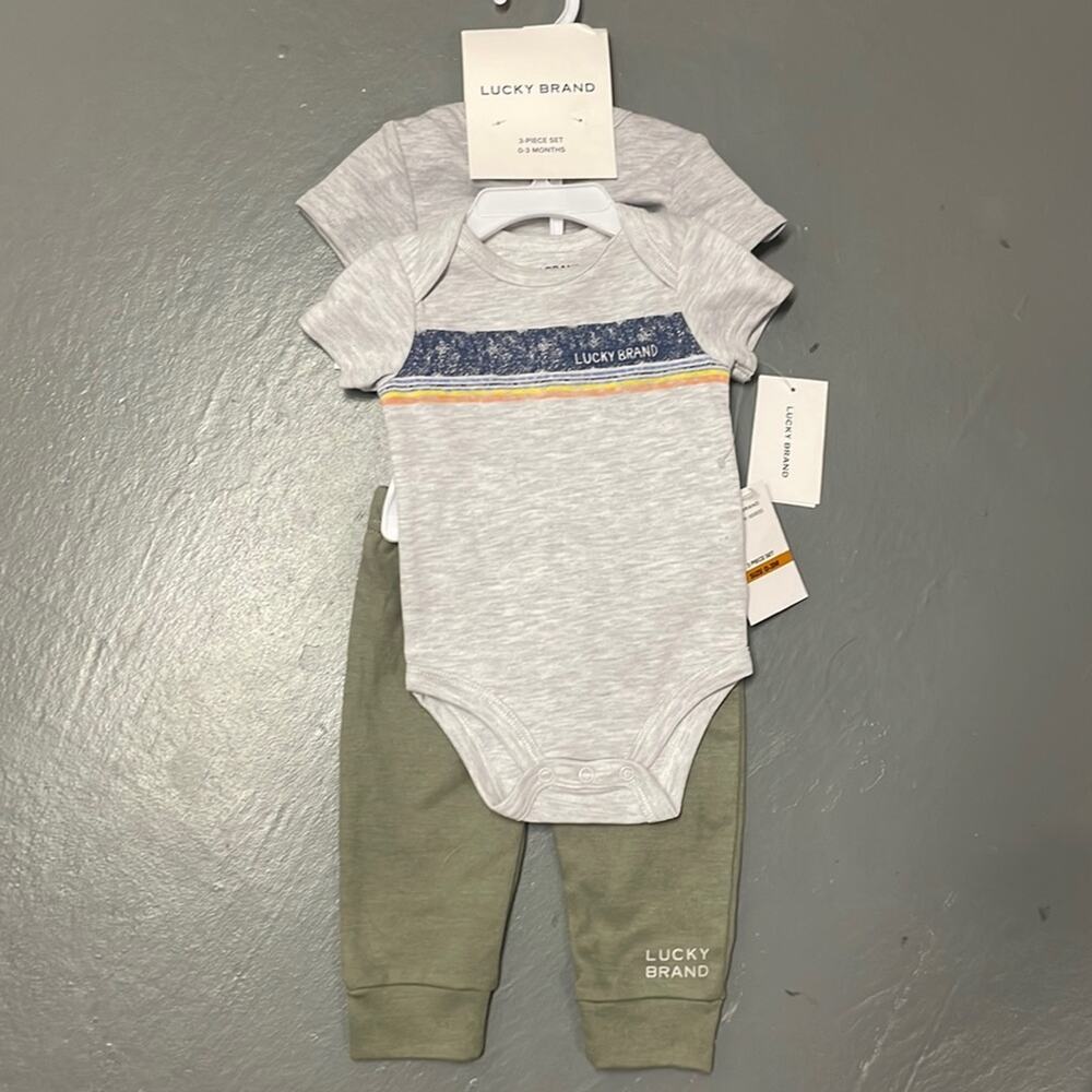 NWT Lucky Brand 3 Piece Boy’s Set Size 0-3 Months